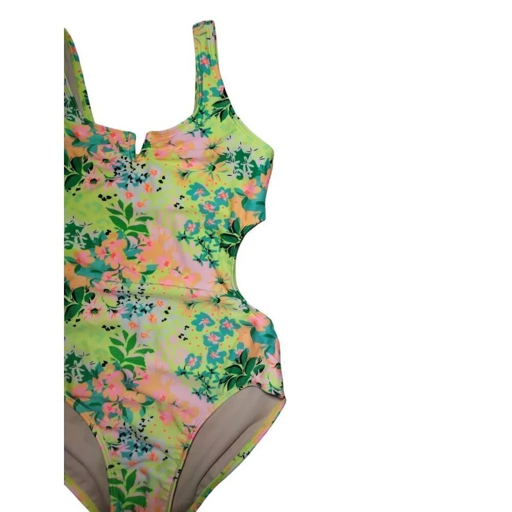 Art Class Girls Floral Print One Piece Swimsuit, Size L 10/12, NWT